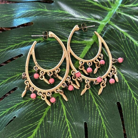 BOGO FREE BEADED FLUTTER HOOP EARRINGS - Picture 1 of 4